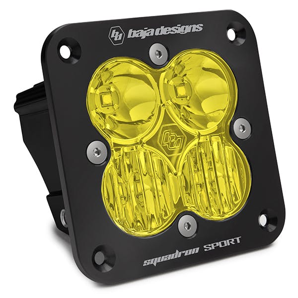 Baja Designs 551013 Flush Mount LED Light Pod Black Amber Lens Driving/Combo Pattern Squadron Sport