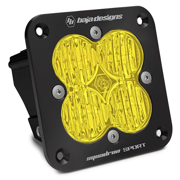Baja Designs 551015 Flush Mount LED Light Pod Black Amber Lens Wide Cornering Pattern Squadron Sport