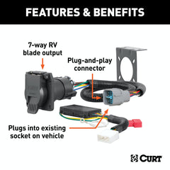 CURT 56366 Custom 7-Way RV Blade, Select Honda Pilot, Ridgeline, OEM Tow Package Required