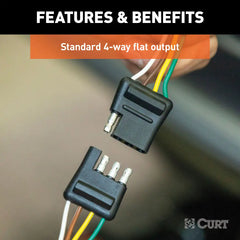 CURT 4-Way Flat Connector Plug & Socket with 12" & 48" Wires & Hardware (Packaged) 58305