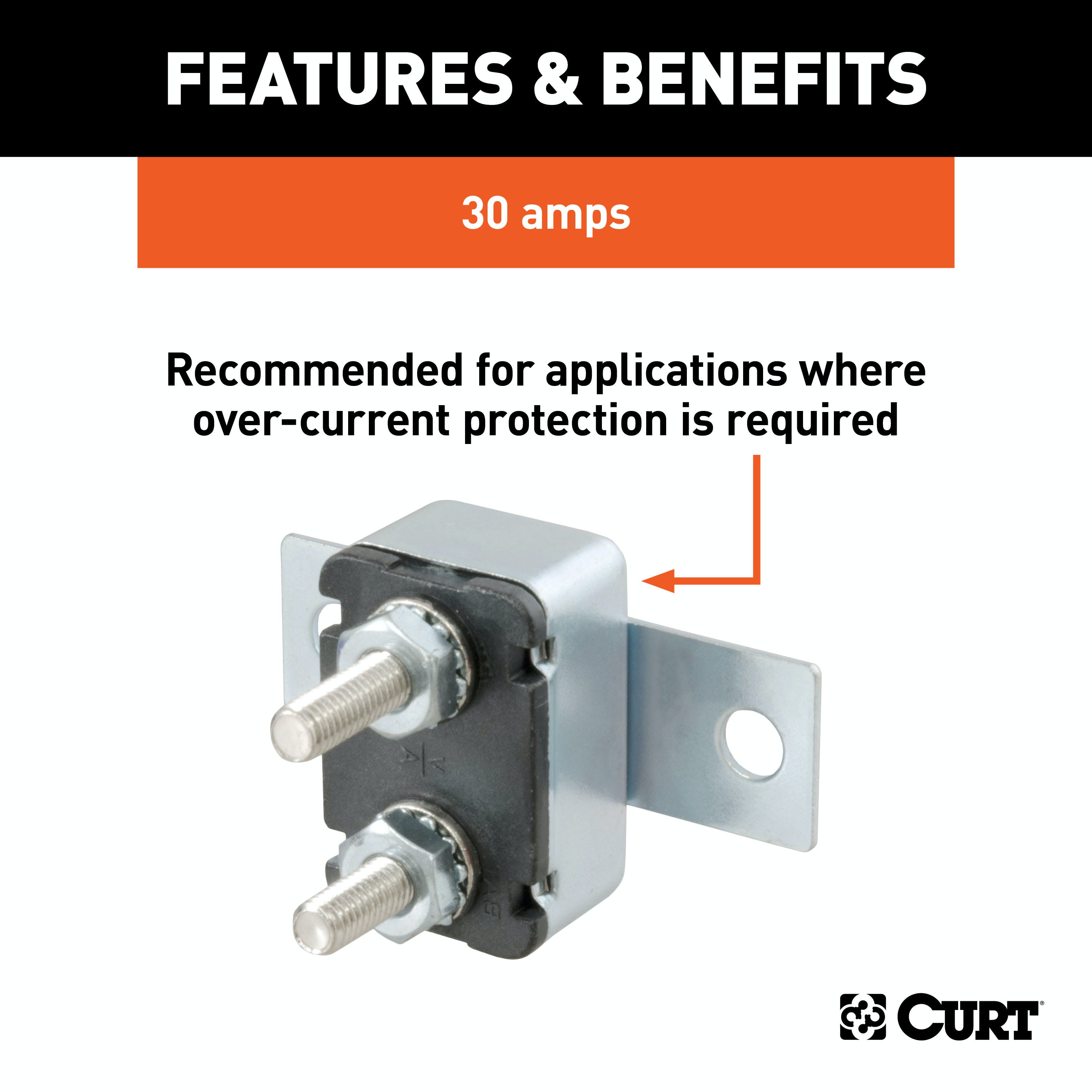 CURT 58361 30-Amp Universal Circuit Breaker