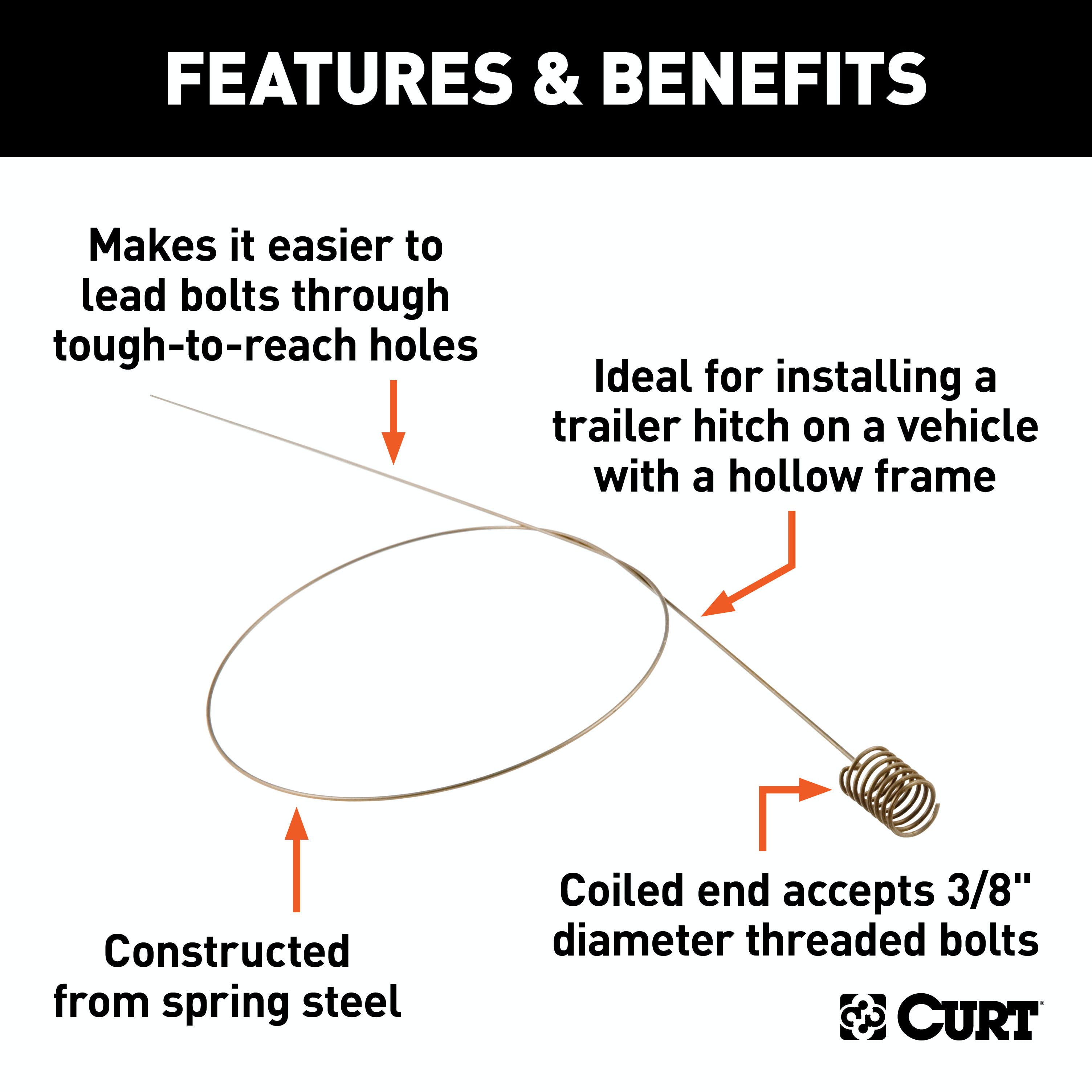 CURT 58390 Fish Wire for 3/8 Diameter Bolts