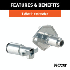 CURT 58677 4-Way Round Connector Plug and Socket with Hardware (Packaged)