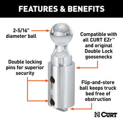 CURT Double Lock 2-5/16" Gooseneck Ball, 38K Capacity 60623