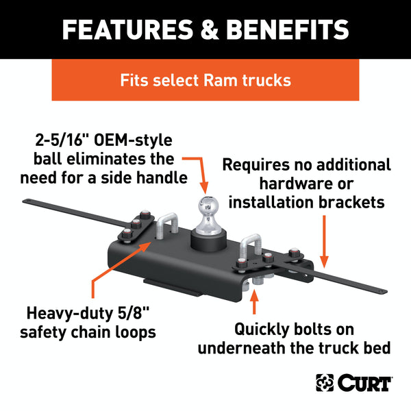 CURT 60626 OEM-Style Gooseneck Hitch, Select Ram 3500