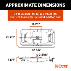 CURT PowerHaul Double Lock Gooseneck Hitch, Fits Select Ford F-250, F-350, F-450 60703