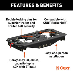 CURT PowerHaul Double Lock Gooseneck Hitch, Fits Select Ford F-250, F-350, F-450 60703