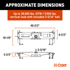 CURT PowerHaul Double Lock Gooseneck Hitch, Fits Select Chevy Silverado, GMC Sierra 60704