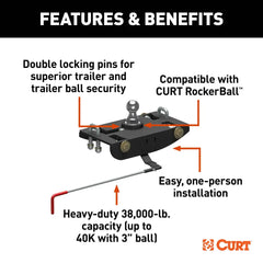 CURT PowerHaul Double Lock Gooseneck Hitch, Fits Select Ram 2500, 3500 60705