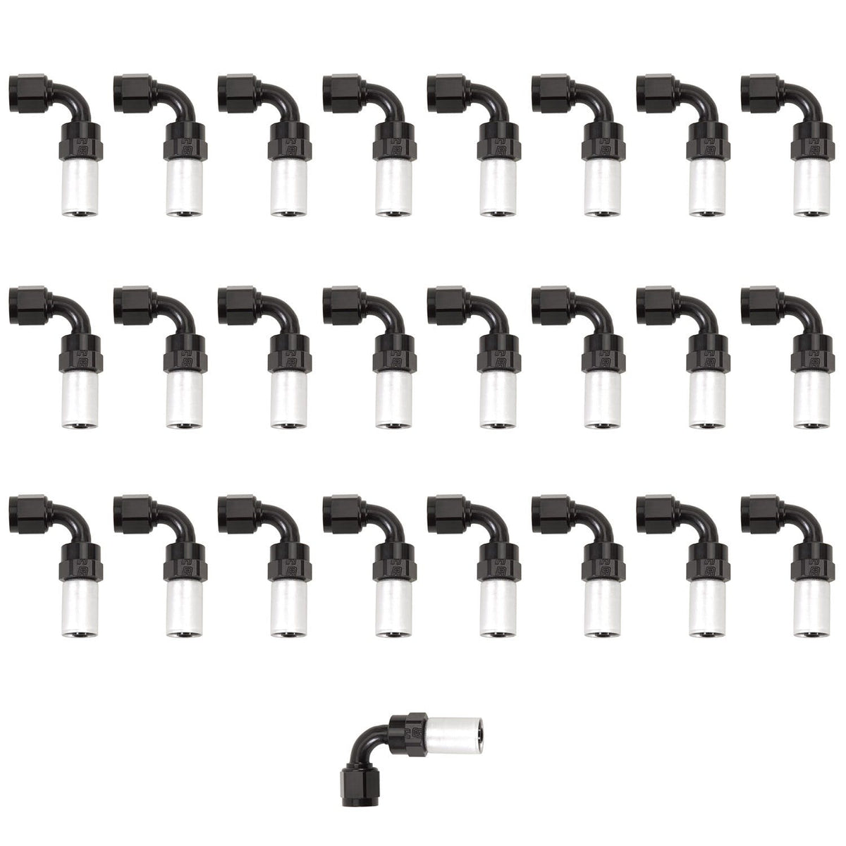 Russell 610428 Hose End. -4 Crimp on. 90?. Black and Clear