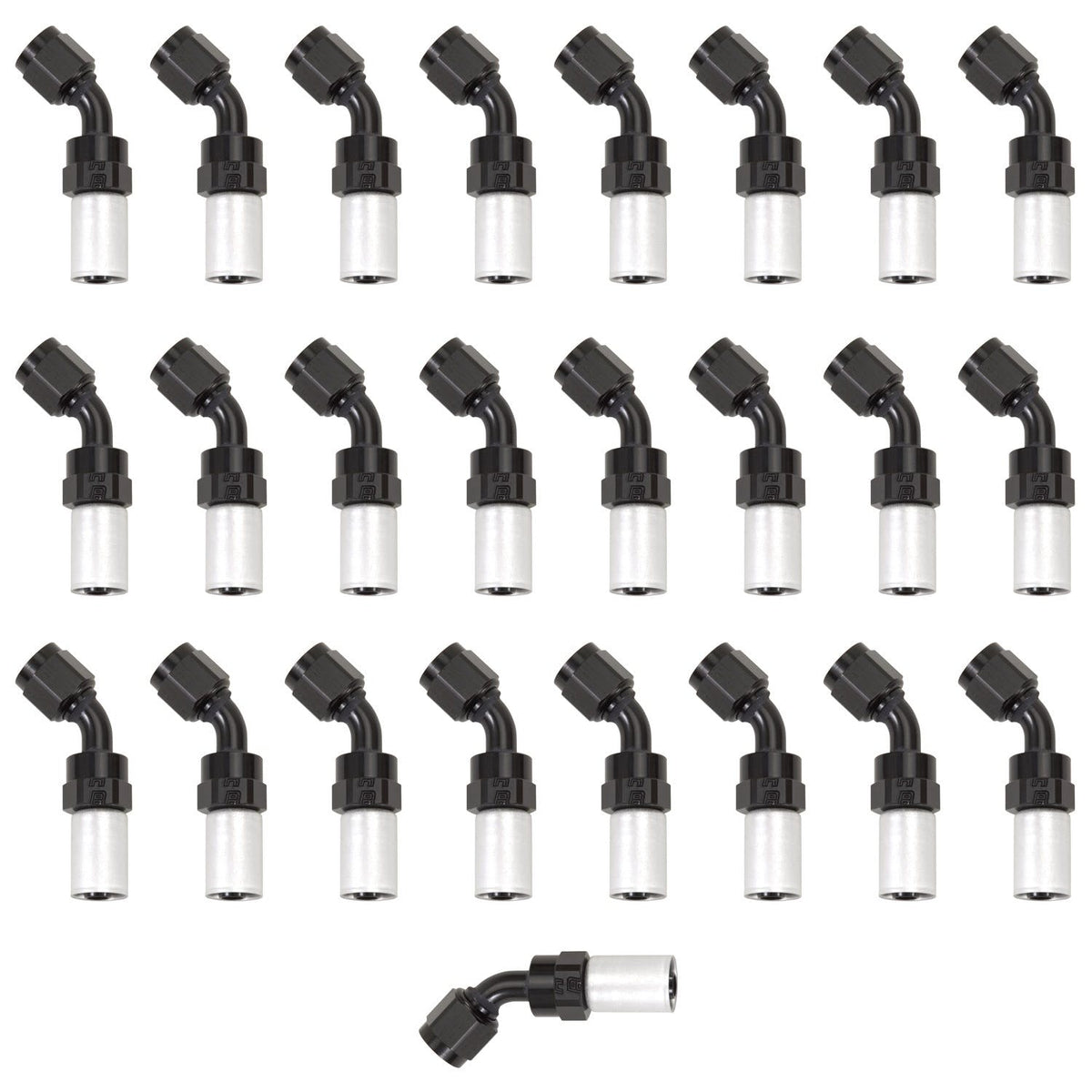 Russell 610538 Hose End. -8 Crimp on. Swivel. 45?. Black and Clear