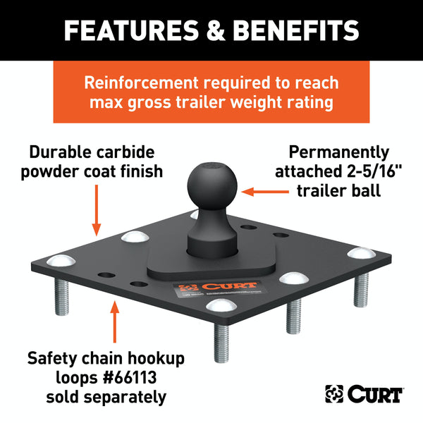 CURT 61100 Over-Bed Fixed Ball Gooseneck Hitch