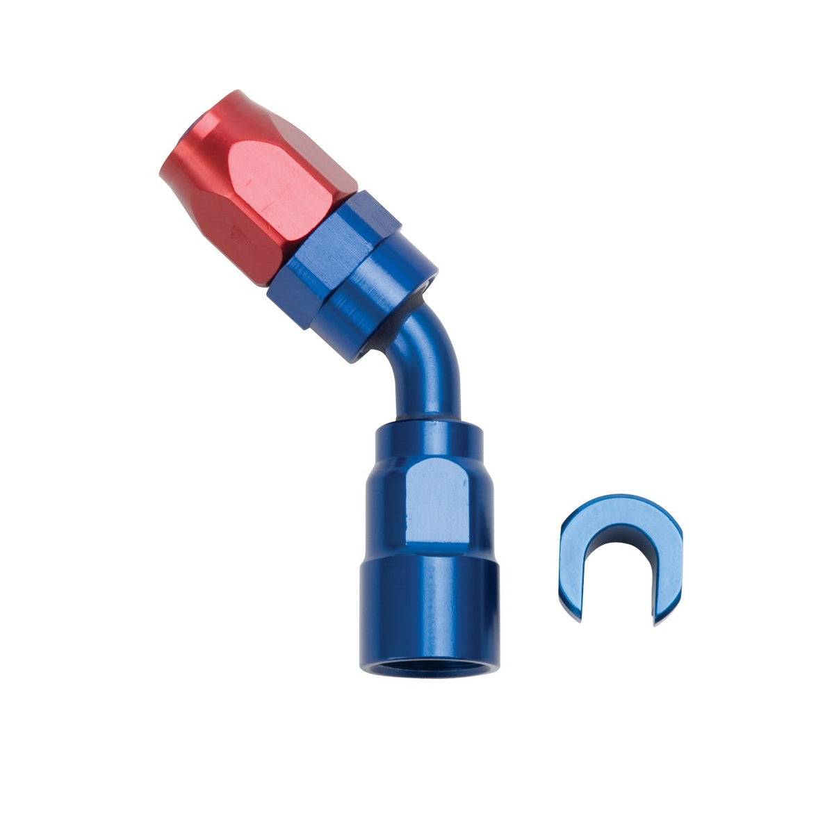 Russell 611210 Hose End. 3/8 inch SAE Quick Disc. Fml to #6 Hose. 45?. Red/Blu Anodized