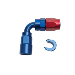 Russell 611270 Hose End. 5/16 inch SAE Quick Disc. Fml to #6 Hose. 90?. Red/Blu Anodized