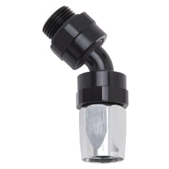 Russell 612453 Hose End; Radius Port; 45?, -8AN inlet, -8AN out; Black Finish