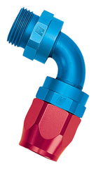 Russell 612470 Hose End; Radius Port; 90?, -8AN inlet, -8AN out; Blue/Red Finish
