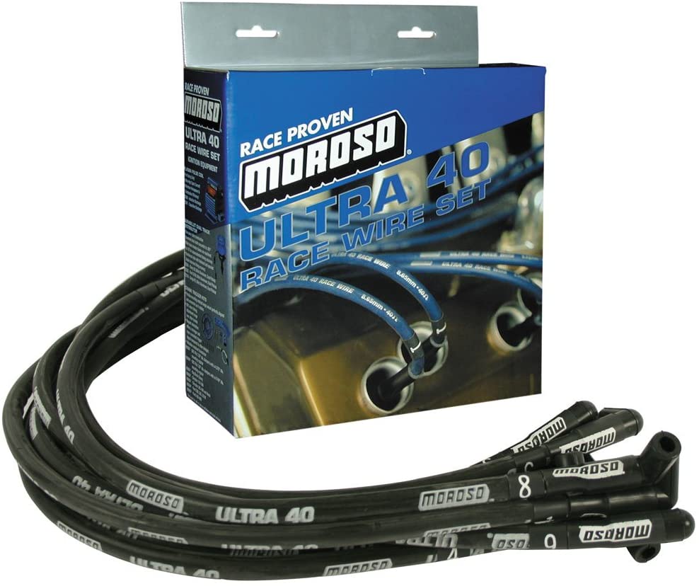 Moroso 73817 Ultra 40 Black Custom Wire Set (Sleeved, SBC, Over VC/HEI, 90? Boots)
