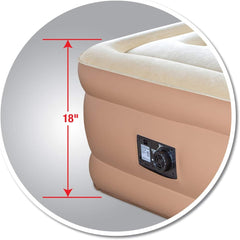 Pittman Outdoors PPI-TWIN18 Pittman Twin Comfort Never Leak Double High Air Mattress, Built-in Electric Pump
