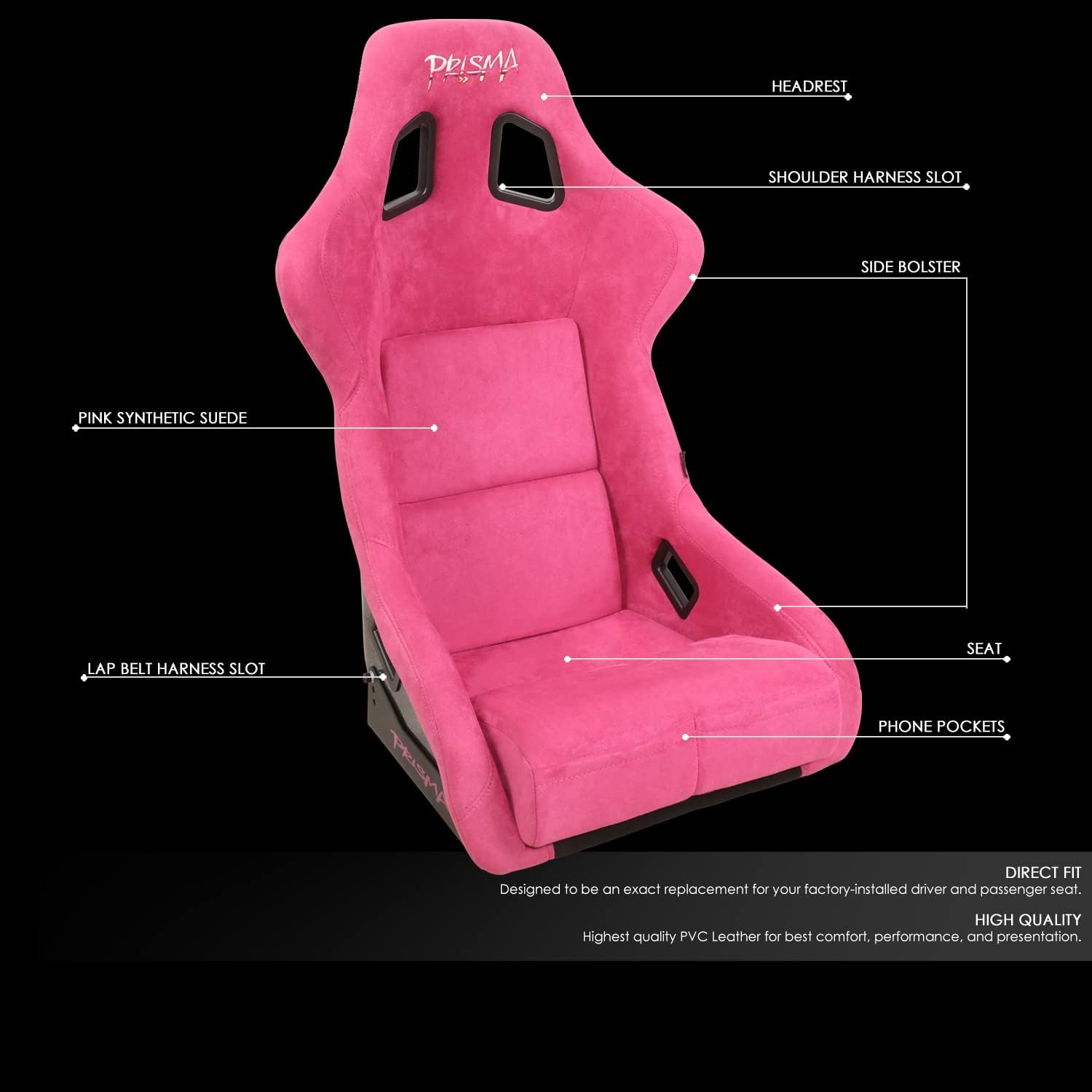NRG Innovations FRP And Carbon Fiber Buckets Seats Singles FRP-302FH-PRISMA