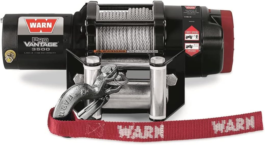 WARN ProVantage 3500 Winch - 3500 lb. Capacity 50 ft of 3/16 inch Wire Rope Roller Fairlead Wired Remote Control Weather-Sealed ATV/UTV 108216