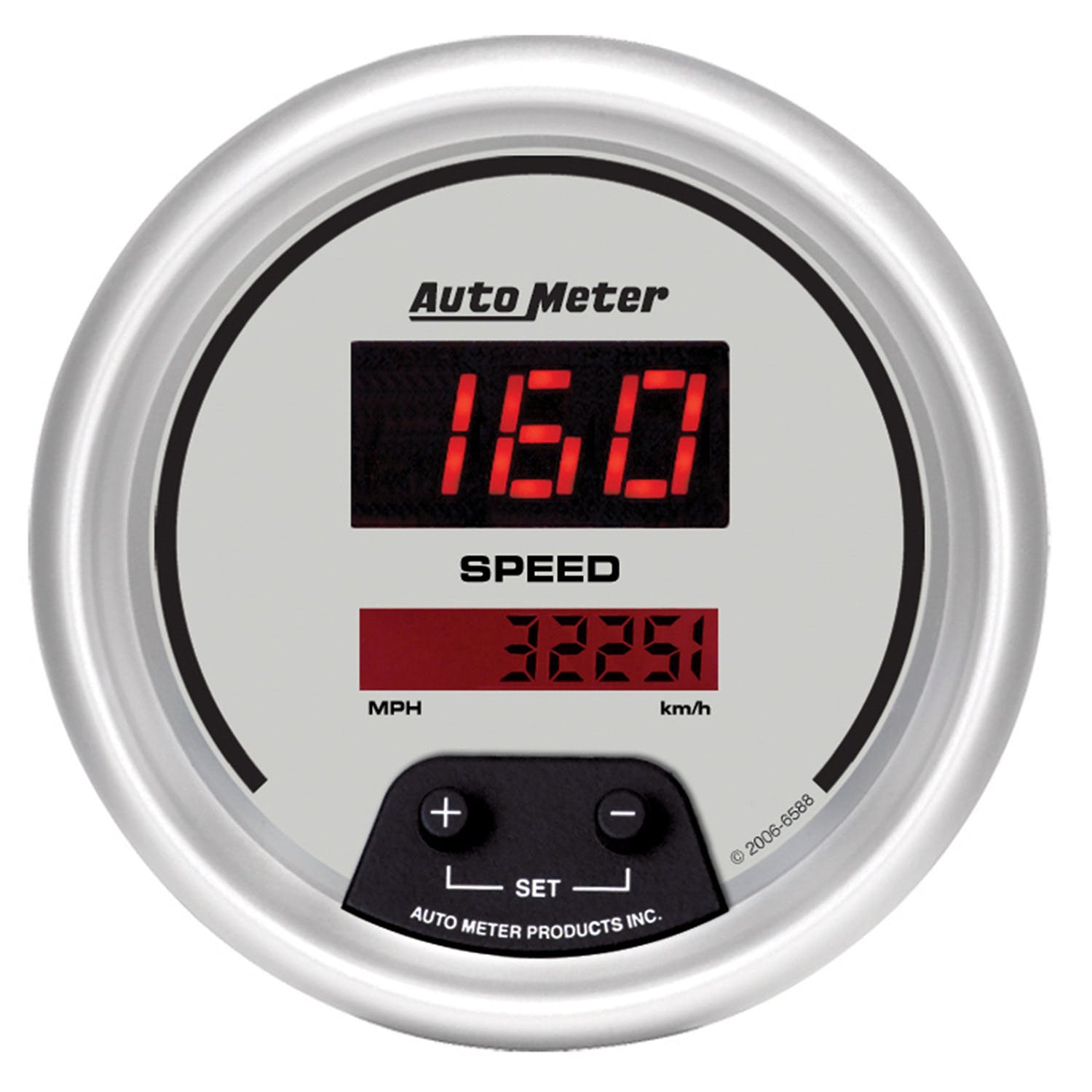 AutoMeter Products 6588 GAUGE; SPEEDOMETER; 3 3/8in.; 260MPH/260KM/H; ELEC. PROGRAM.; DIGITAL; SILVER DI