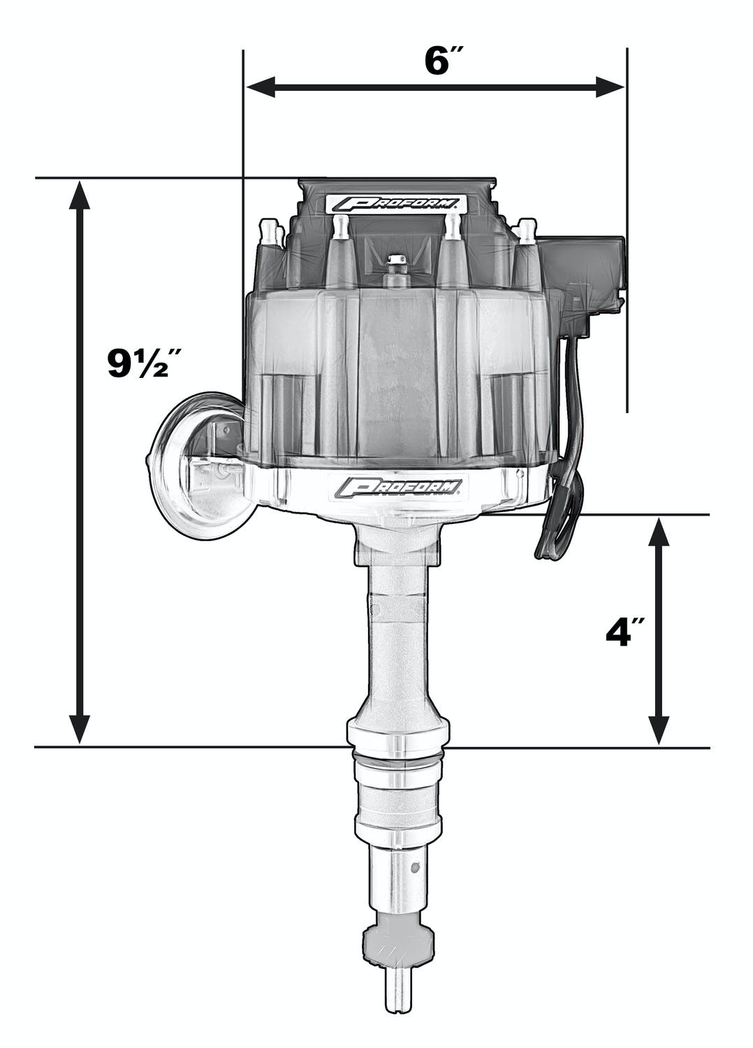 PROFORM 66969BK HEI Distributor; Street/Strip; Built-In Coil; Black Cap; For Ford 289-302 Engine
