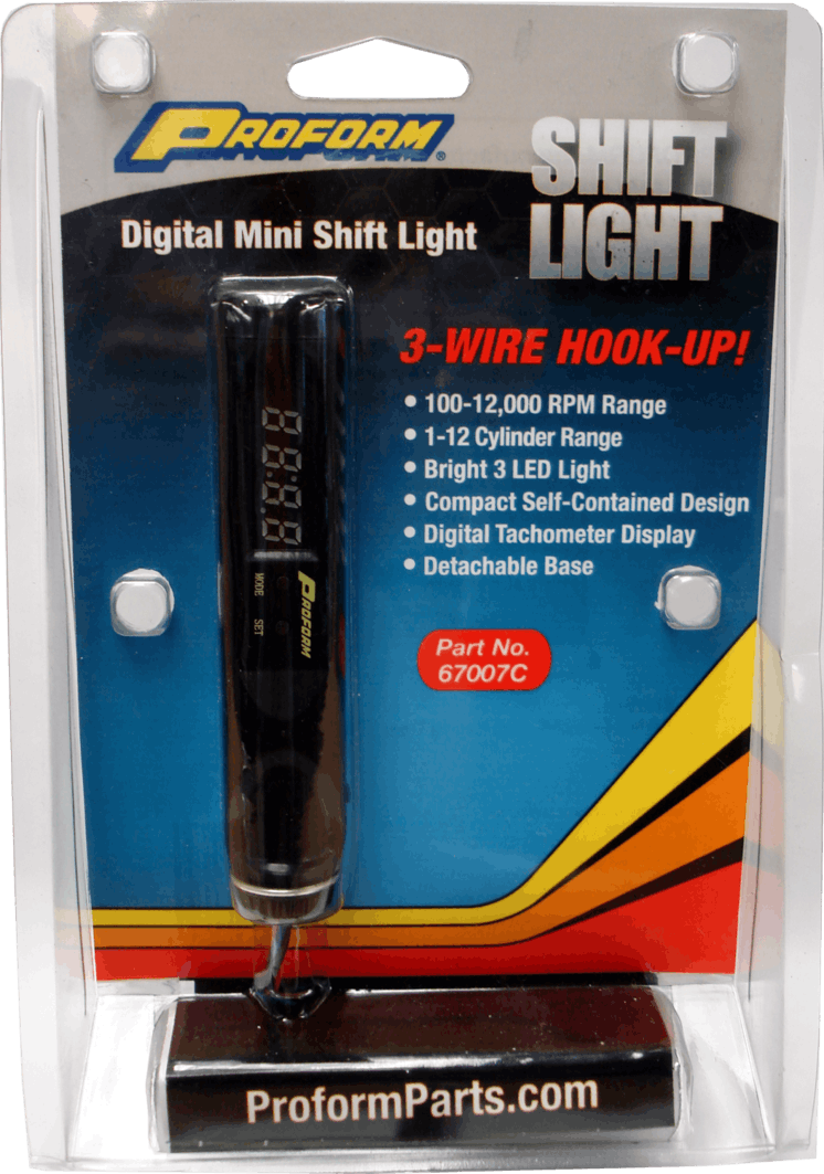 PROFORM 67007C RPM Shift Light; Stand Alone Adjustable Model; LED Light; Digital; 3-Wire Hookup