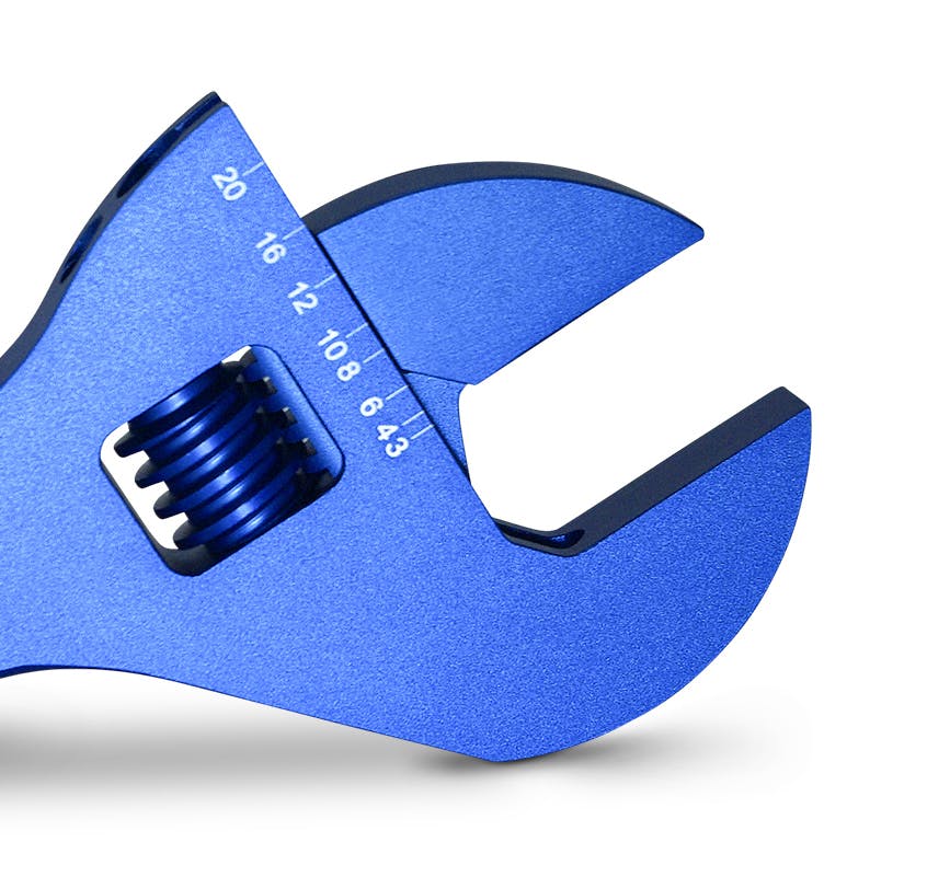 PROFORM 67728 Adjustable AN Wrench; Fits -10AN to -20AN Size Fittings; Blue Anodized Aluminum