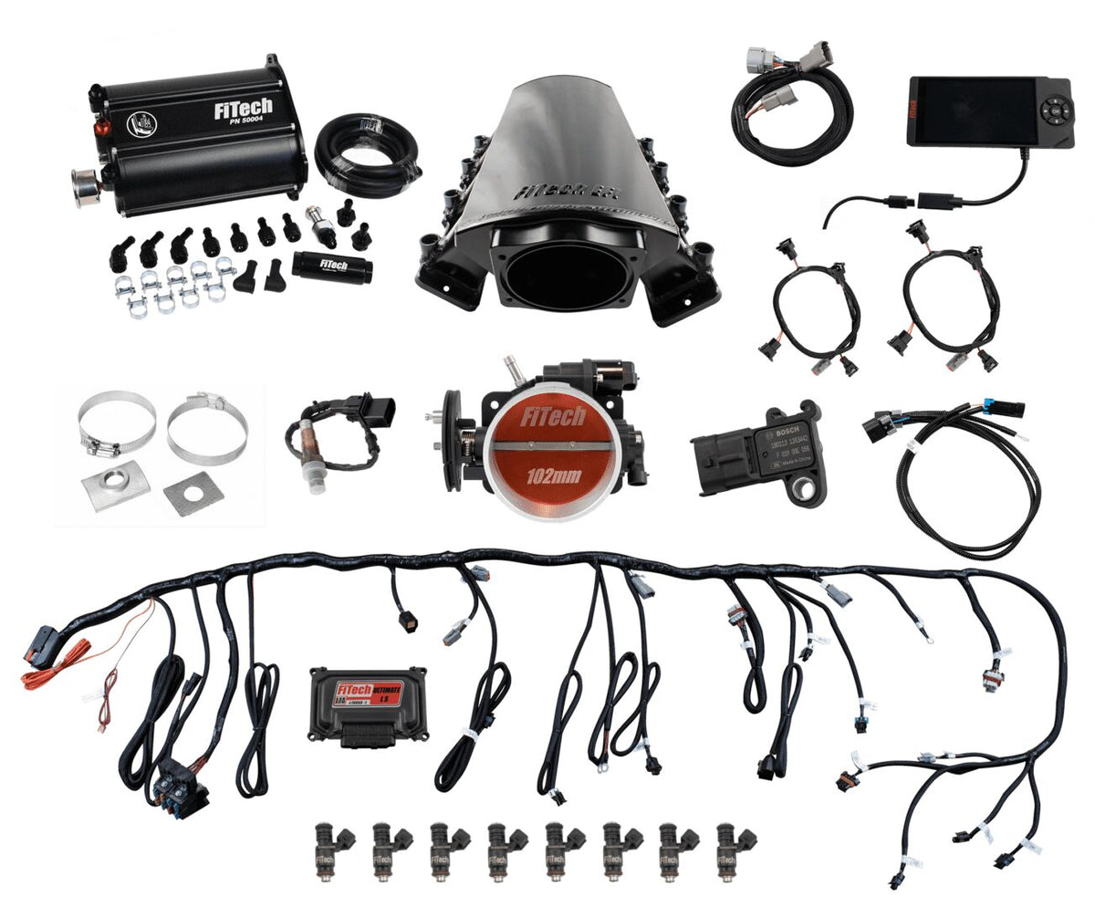 FiTech 76218 Ultimate LS Master Kit 70018 w/ 50015 Go-Fuel In-Tank Module, 54001 regulator