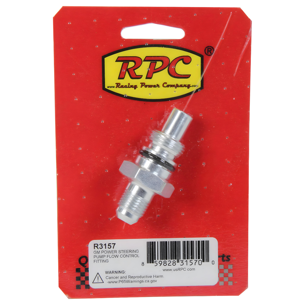 Racing Power Company R3157 GM Power Steering Pump Flow Control Fitting