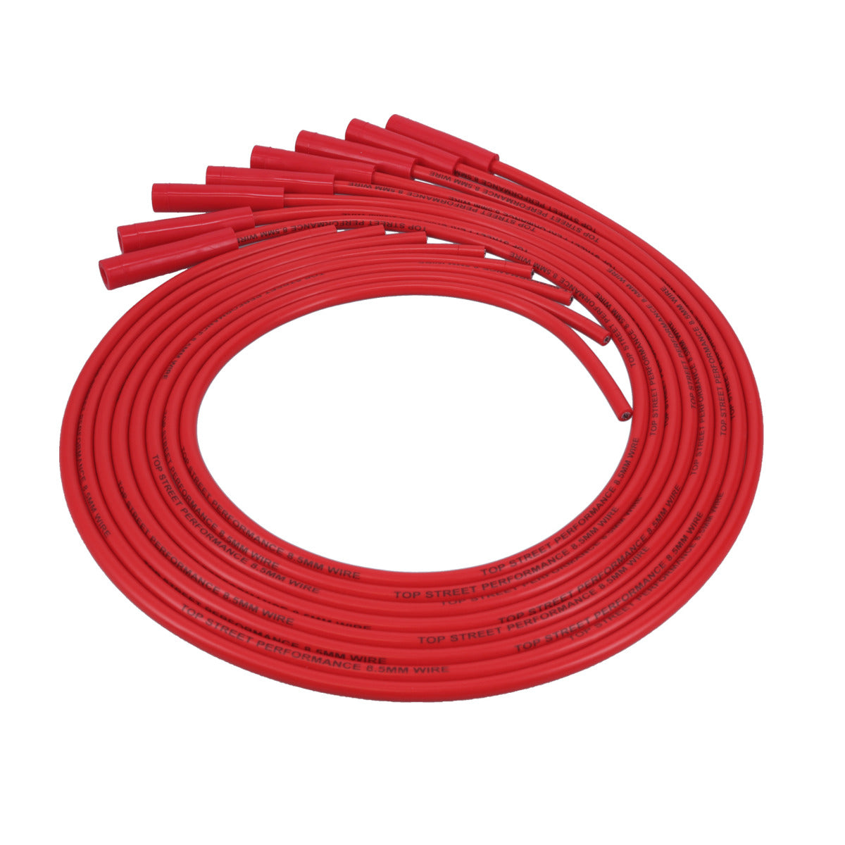 Top Street Performance 81225 8.5mm Universal LS/Lt Spark Plug Spark Plug Wire Set with 180° Plug Boots, Red