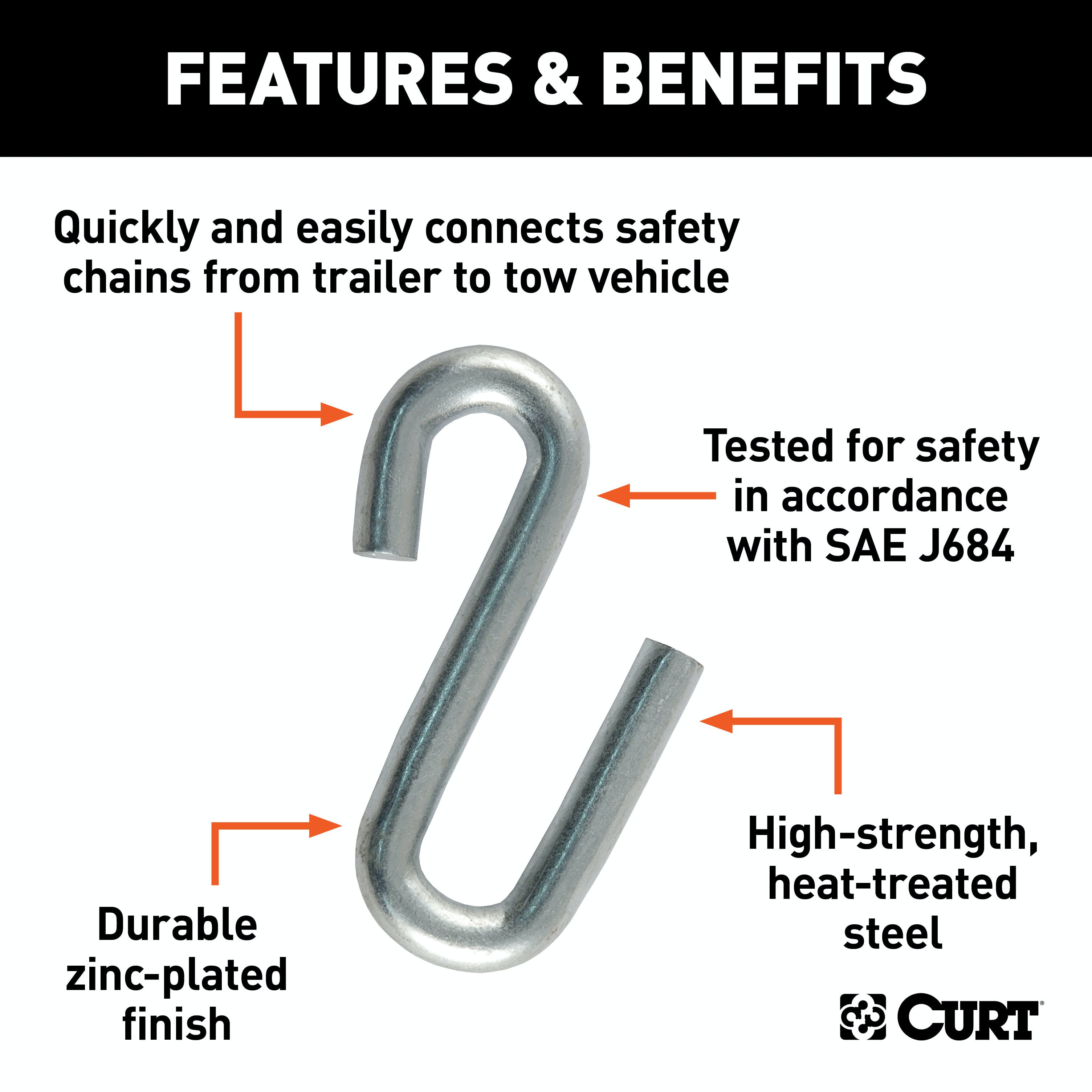 CURT 81270 Certified 7/16 S-Hook (5,000 lbs.)