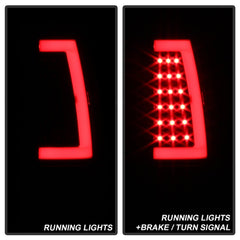 XTUNE POWER 9038761 Chevy Silverado 1500 2500 3500 99 02 GMC Sierra 1500 2500 3500 99 06 and 2007 Sierra Classic Version 3 Tail Lights Light Bar LED Black