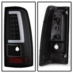XTUNE POWER 9038761 Chevy Silverado 1500 2500 3500 99 02 GMC Sierra 1500 2500 3500 99 06 and 2007 Sierra Classic Version 3 Tail Lights Light Bar LED Black