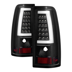 XTUNE POWER 9038761 Chevy Silverado 1500 2500 3500 99 02 GMC Sierra 1500 2500 3500 99 06 and 2007 Sierra Classic Version 3 Tail Lights Light Bar LED Black