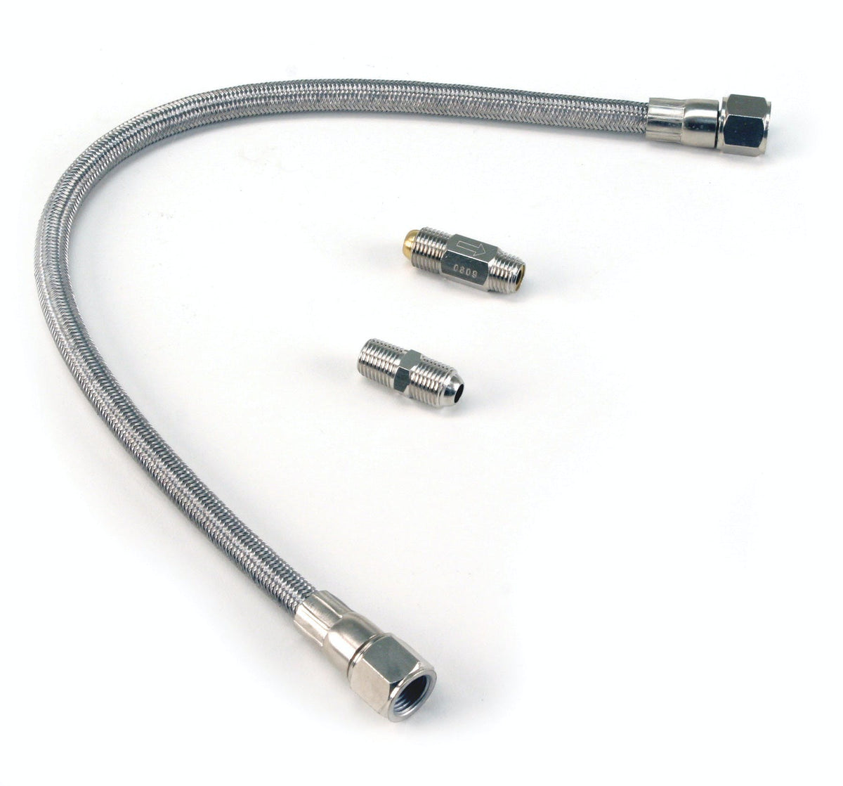 VIAIR 92789 20in Stainless Steel Braided PTFE Leader Hose  1/4in Check Valve  Swivel Fi