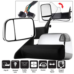 XTUNE POWER 9935787 Dodge Ram 1500 09 12 LandR Manual Extendable POWER Heated Adjust Mirror with LED Signal. Fit: Ram 2500 3500 10 12