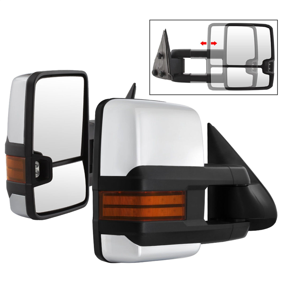 XTUNE POWER 9936746 Chevy Silverado 99 06 G3 LED Signal Telescoping Mirror Chrome Cover SET