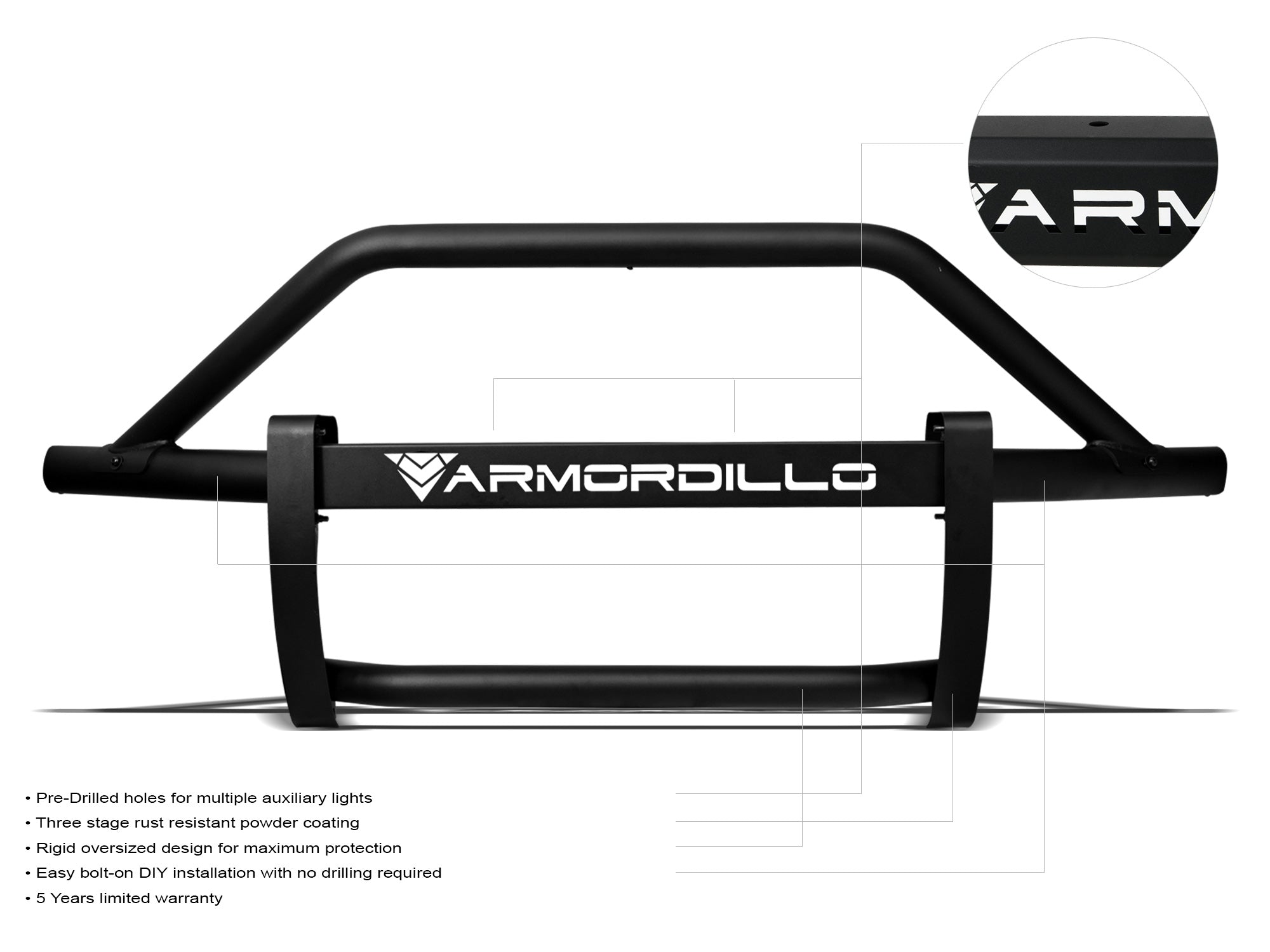 Armordillo USA 2019-2022 DODGE RAM 1500 AR PRE-RUNNER GUARD - MATTE BLACK