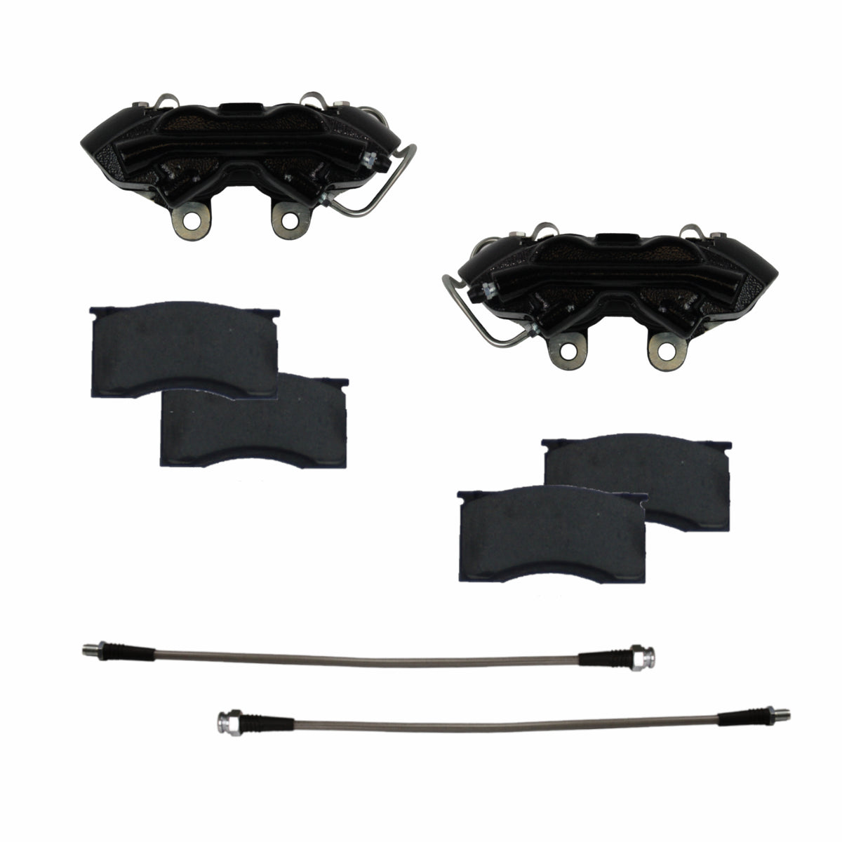 LEED Brakes Front Brake Caliper Kit with Black Powder Coated Calipers BCC0001