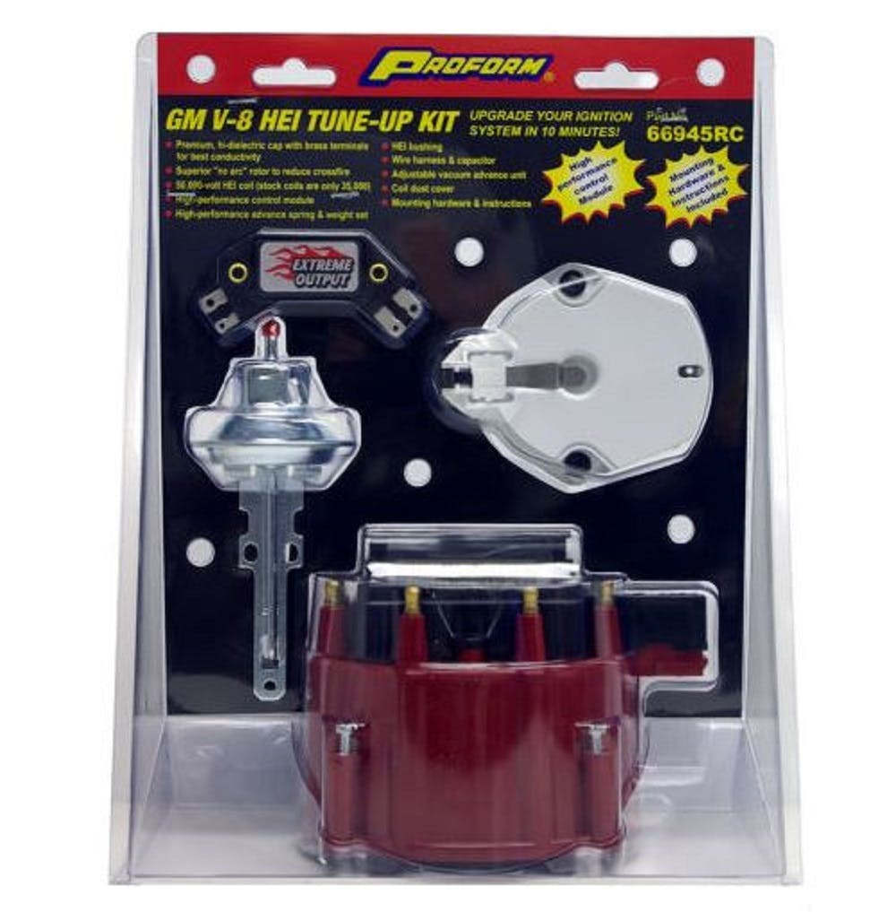 PROFORM 66945RC Engine Distributor Tune-Up Kit; Fits GM HEI V8 Dist w/Internal Coil; Red Cap