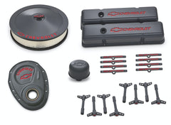 PROFORM 141-880 Engine Dress-Up Kit; Shark Gray; Red Emblems; Fits SB Chevy Gen 1 V8 Engines