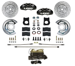 LEED Brakes Manual Front Disc Brake Conversion Kit with Drilled and Slotted Rotors and Black Powder Coated Calipers BFC0005-4C7X