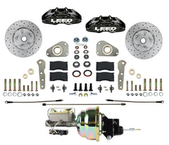 LEED Brakes Power Front Disc Brake Conversion Kit with Drilled and Slotted Rotors and Black Powder Coated Calipers BFC0026-P307X