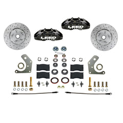 LEED Brakes Front Disc Brake Conversion Kit with Spindles, Drilled and Slotted Rotors and Black Powder Coated Calipers BFC2006SMX