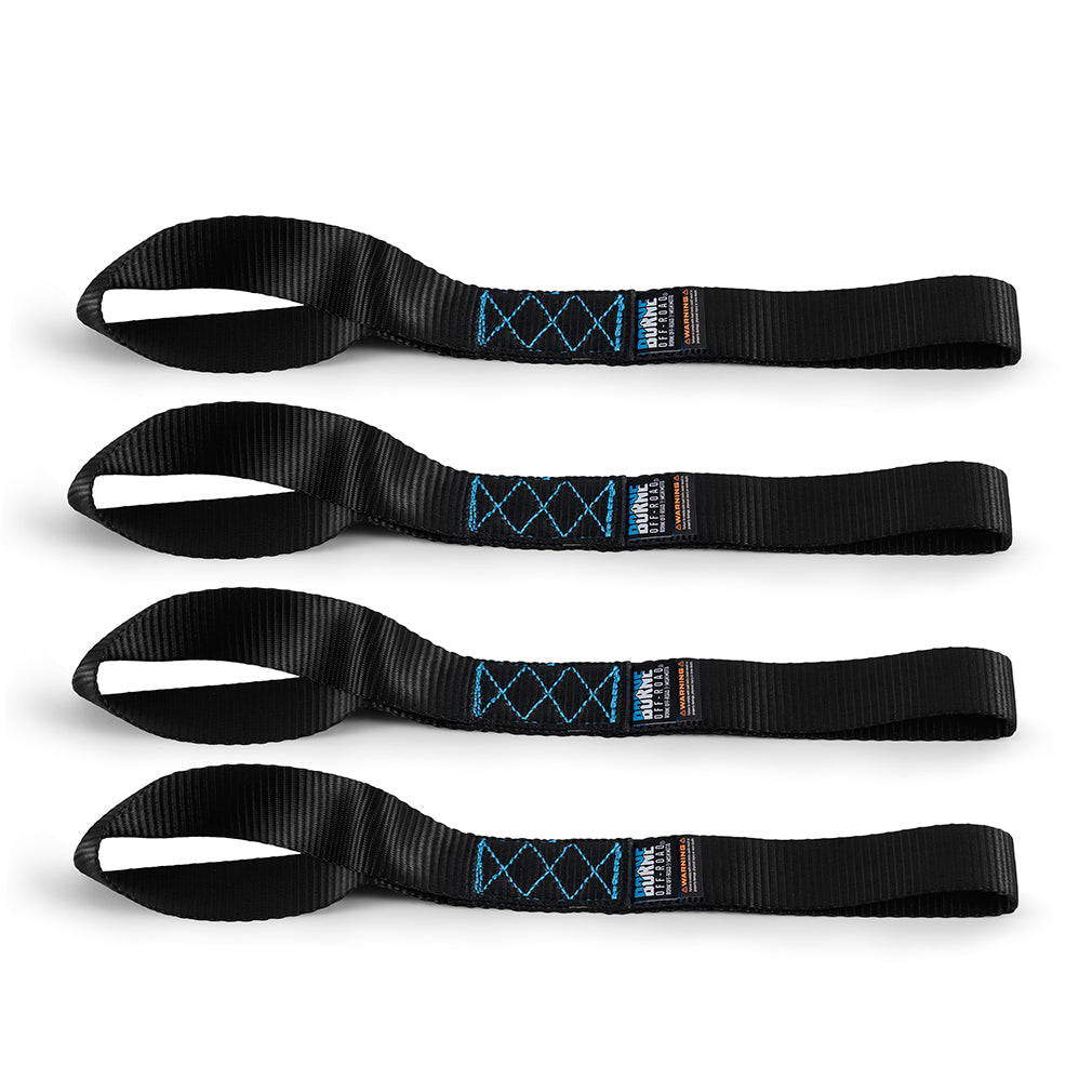 Mishimoto BNRTC-SLP-4BK Borne Off-Road Soft Loop Tie-Down Straps Black  BNRTC-SLP-4BK