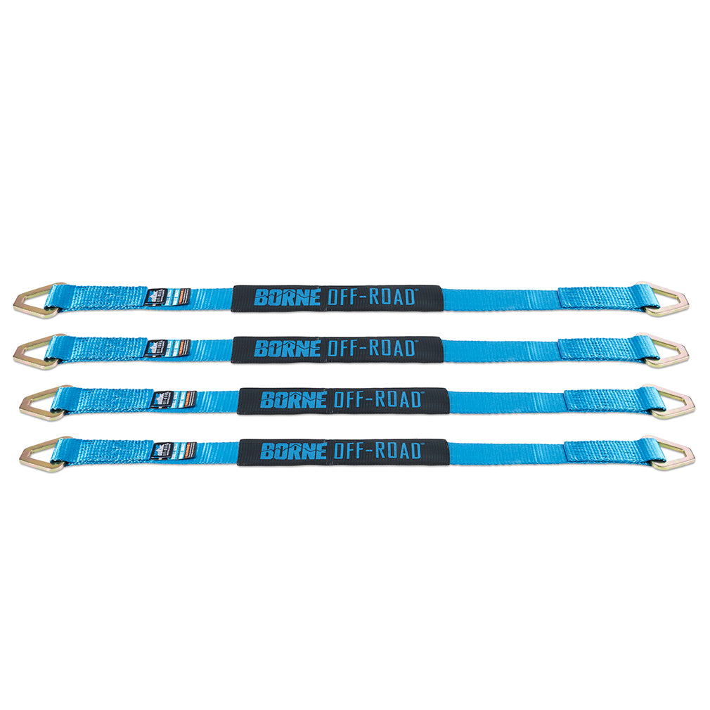 Mishimoto BNRTC-TD-4BL Borne Off-Road Vehicle Ratchet Tie-Down Kit Blue  BNRTC-TD-4BL