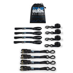 Mishimoto BNRTC-TDMD-4BK Borne Off-Road Medium-Duty Ratchet Tie-Down Kit (4-pack) Black  BNRTC-TDMD-4BK