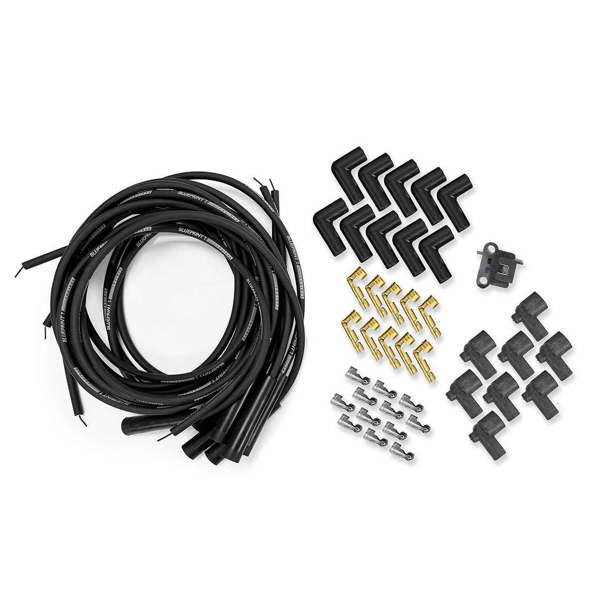 BluePrint Engines 8mm SPARK PLUG WIRE SET, 180 DEGREE BOOTS, SMALL BLOCK MOPAR AND FORD BPP28609