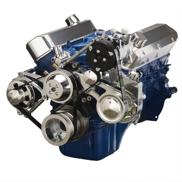 BluePrint Engines SBF 302 FRONT ACCESSORY DRIVE, DUAL-BELT QUICK SERPENTINE W/ ALT, PS, WP, AC, BRACKETS, BOLTS BPP302FDACPS3BK
